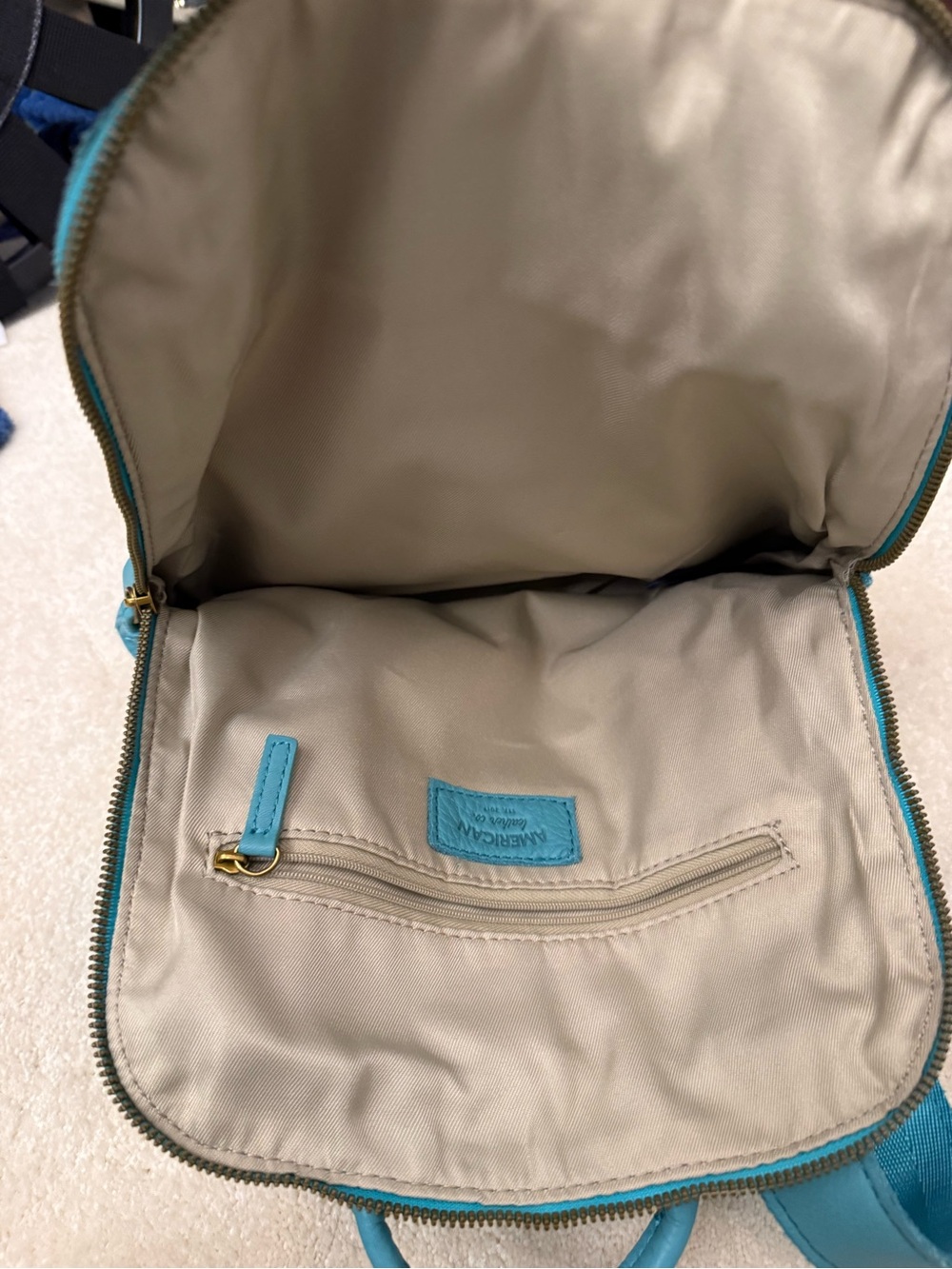 American Leather Co. Teal Leather Backpack - Picture 4 of 10